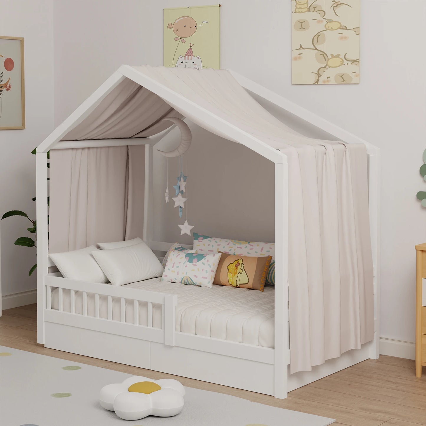 ciel de lit mon lit cabane en mousseline de coton | BedCurtain