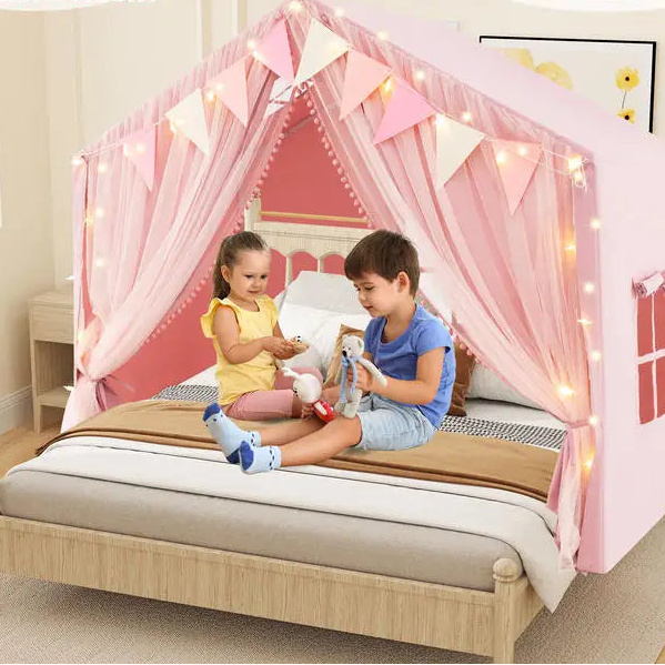 cabane enfant interieur tente pour jeu rose dreamhouse