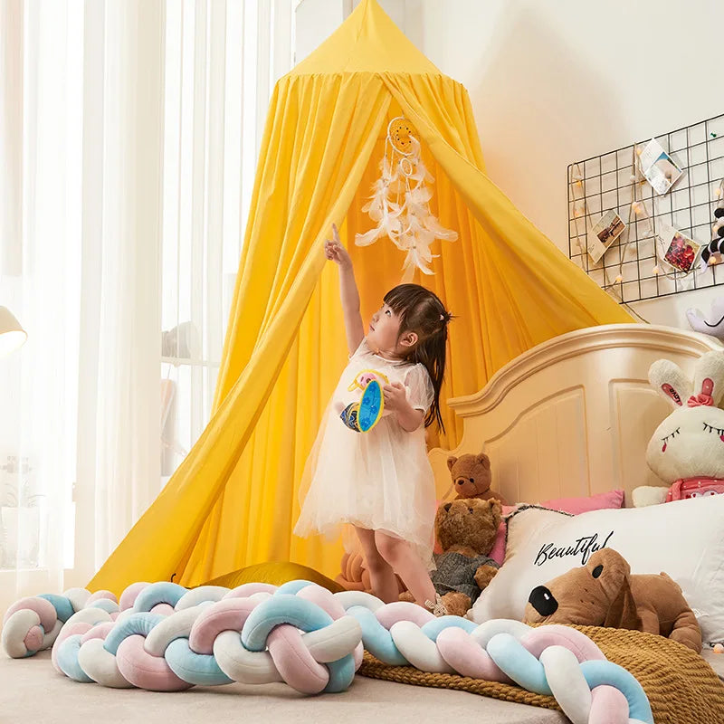 ciel de lit enfant jaune miel en dome suspendu pour coin de jeu