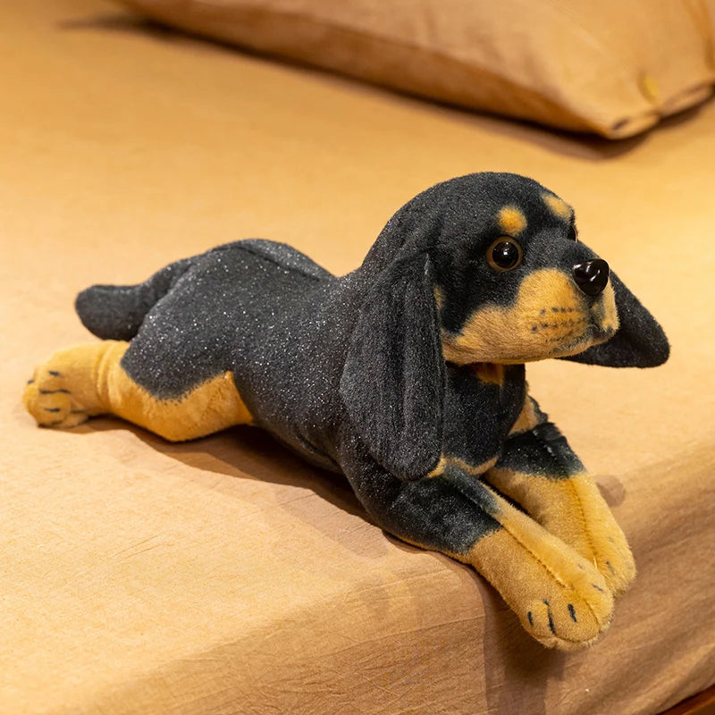 peluche chien realiste noir doudou chien pour enfant puppydoll