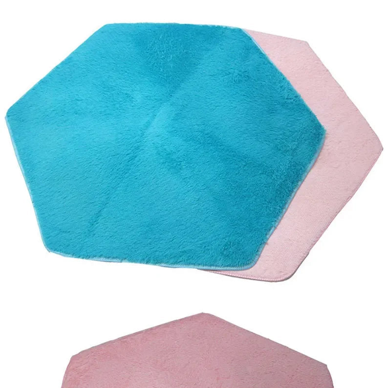 tapis hexagonal pour tente enfant tenteprincesse bleu