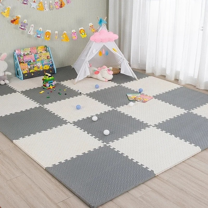tapis puzzle multicolor sensorimat blanc gris