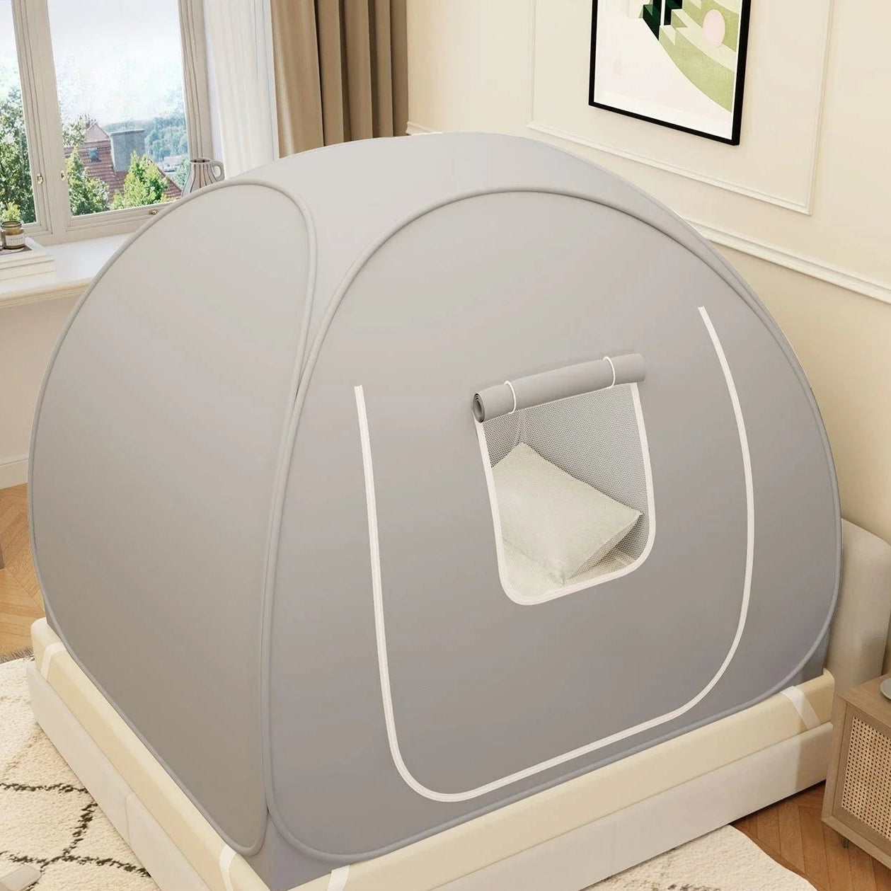 tente de lit enfant yourte bedyurt rond gris clair