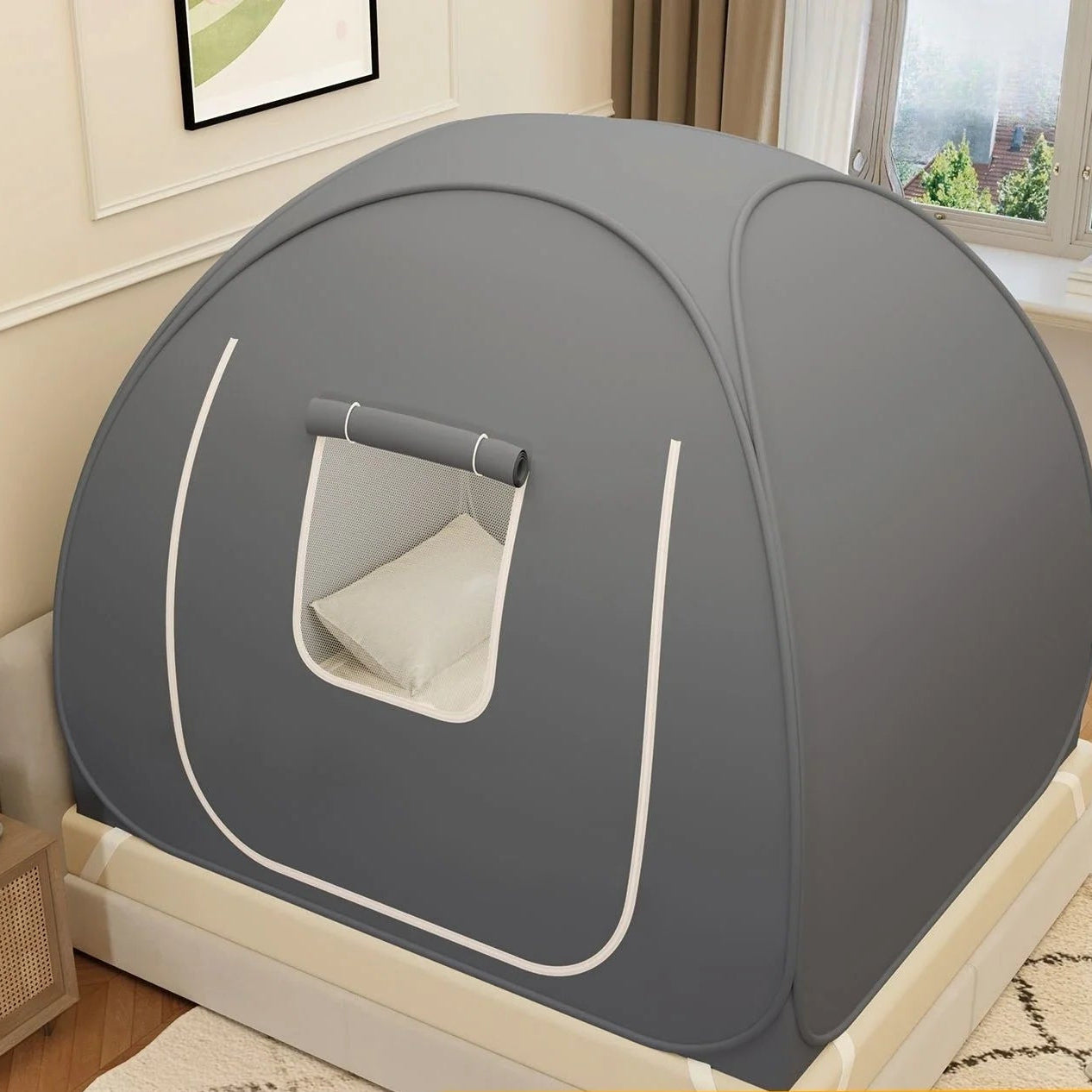 tente de lit enfant yourte bedyurt rond gris