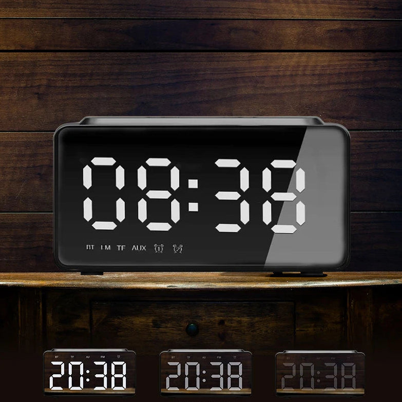 Radio reveil mirrorclock bluetooth luminosité reglable