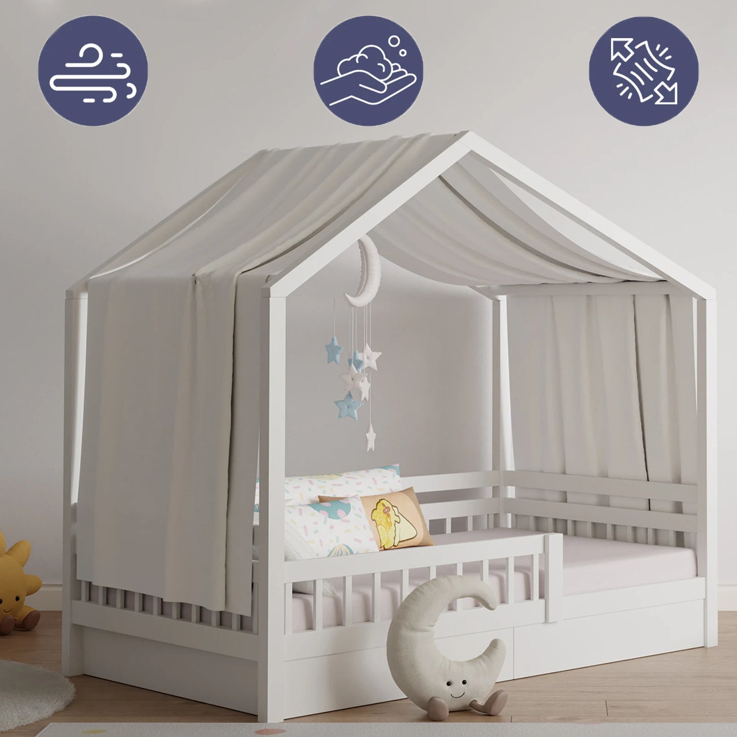 ciel de lit mon lit cabane en mousseline de coton | BedCurtain