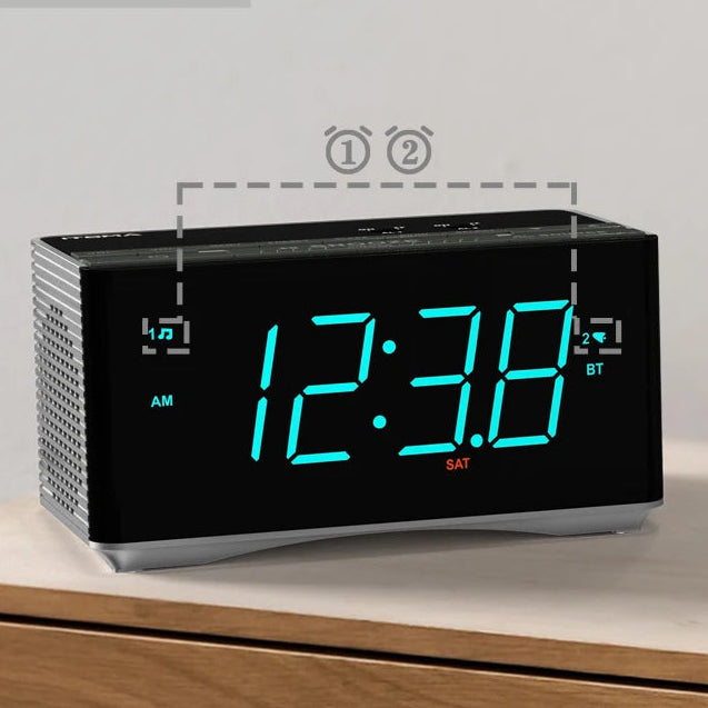 réveil bluetooth enfant – double alarme, radio fm & port usb