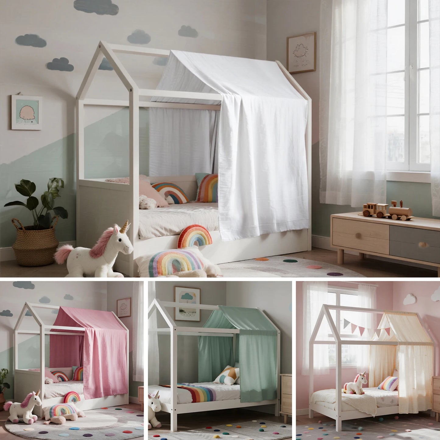 ciel de lit mon lit cabane en mousseline de coton | BedCurtain