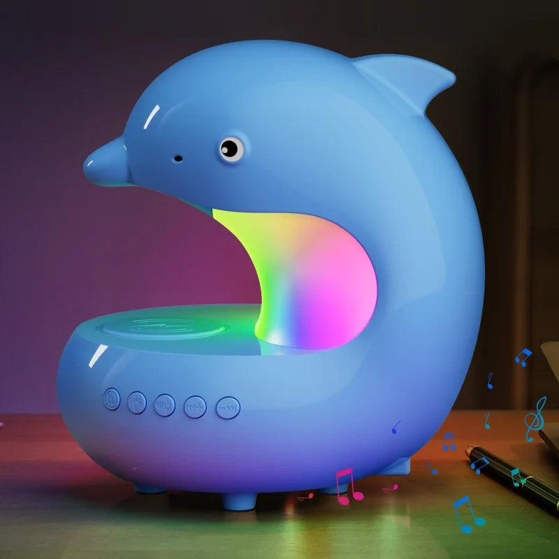 reveil veilleuse dauphin enfant – lampe bluetooth rgb avec chargeur sans fil | DolphinGlow™