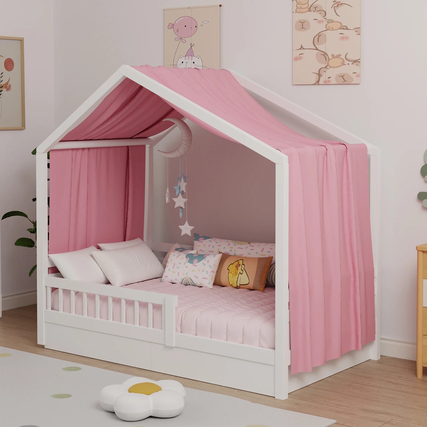 ciel de lit mon lit cabane en mousseline de coton | BedCurtain