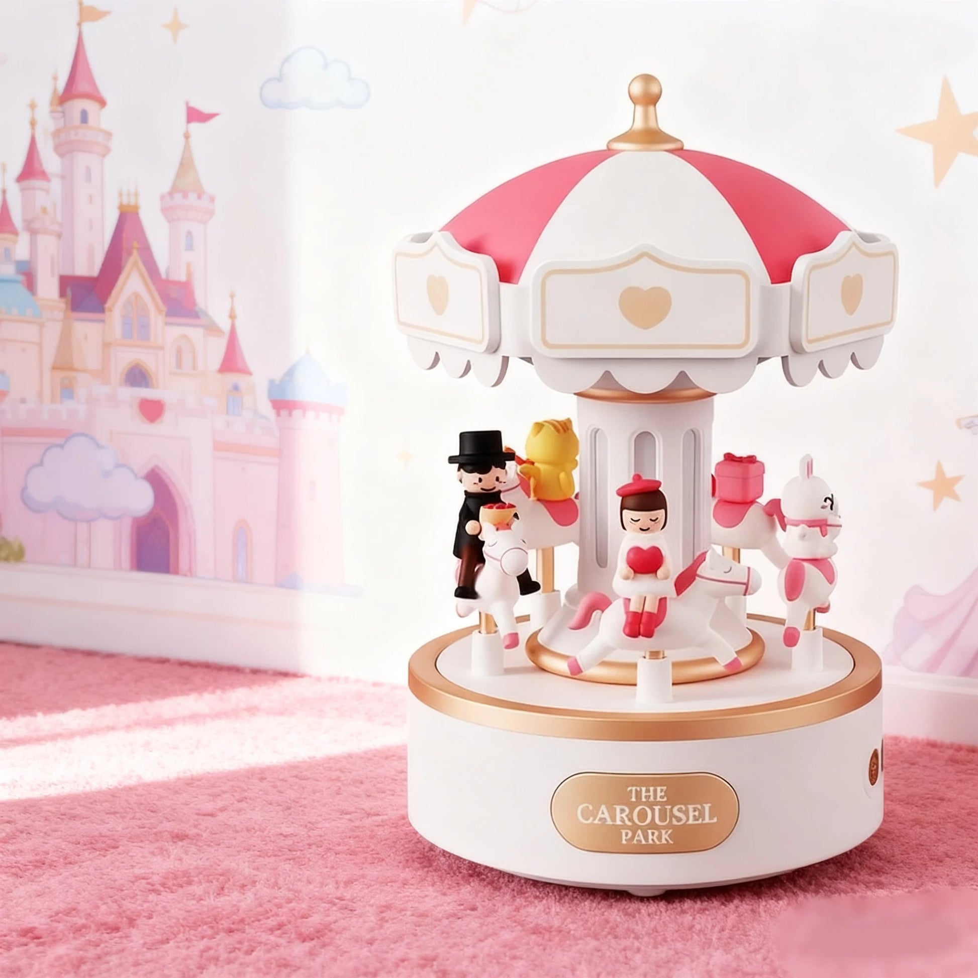 boite a musique rechargeable carousselson park blanc