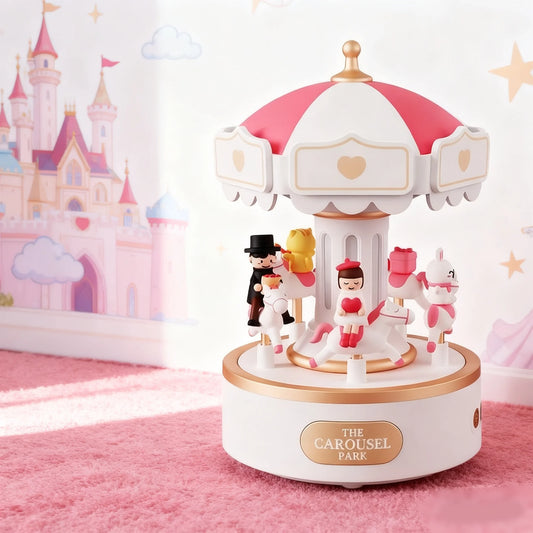 boite a musique rechargeable carousselson park blanc