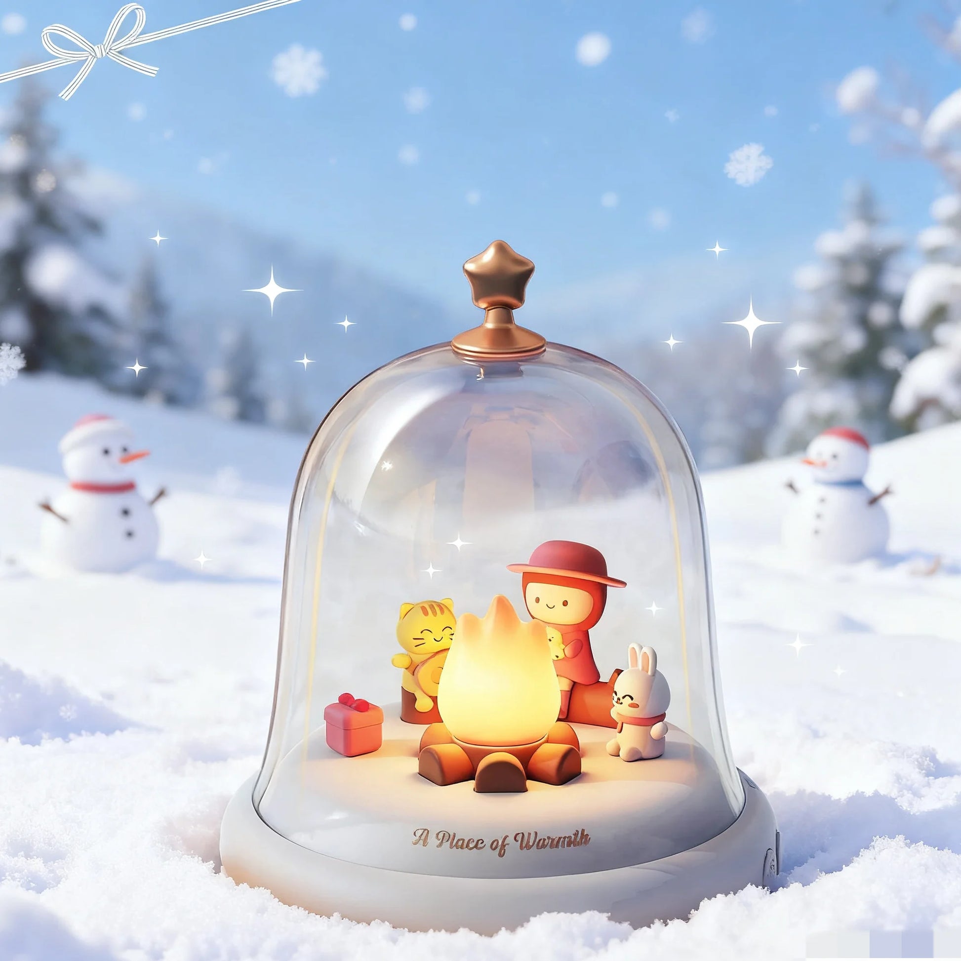 boite a musique rechargeable carousselson cloche dans neige