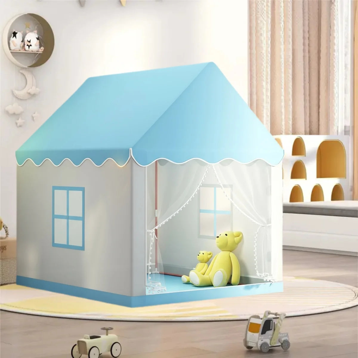 cabane enfant intérieur indoortent bleu