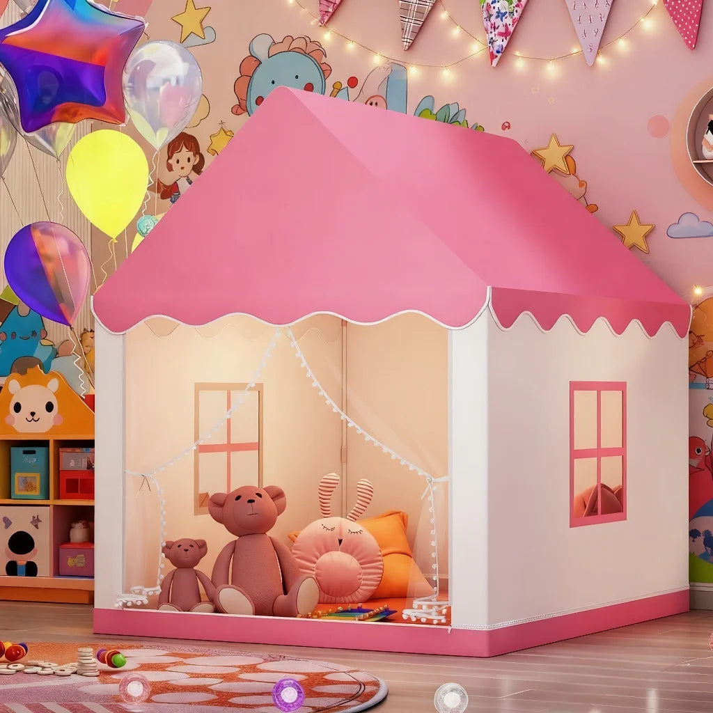 cabane enfant intérieur indoortent rose grande porte