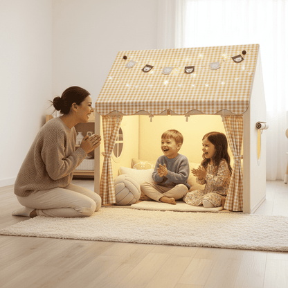 cabane enfant interieur beige | WideTent™ - Mon Univers Enfant