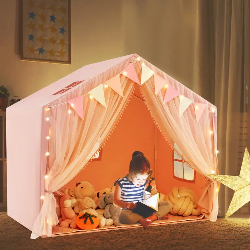 cabane enfant interieur tente de jeu rose dreamhouse
