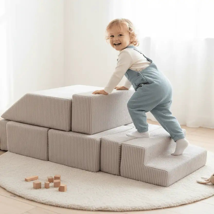 canapé modulable enfant en velours doux – bricks sofa ecru | JeuDeco - MUE - Mon Univers Enfant