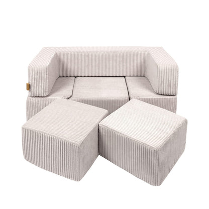 canapé modulable enfant en velours doux – bricks sofa ecru | JeuDeco - MUE - Mon Univers Enfant