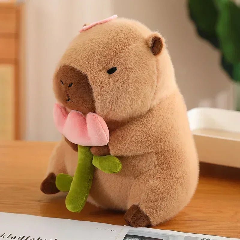 capybara peluche douce capydoux avec fleurs
