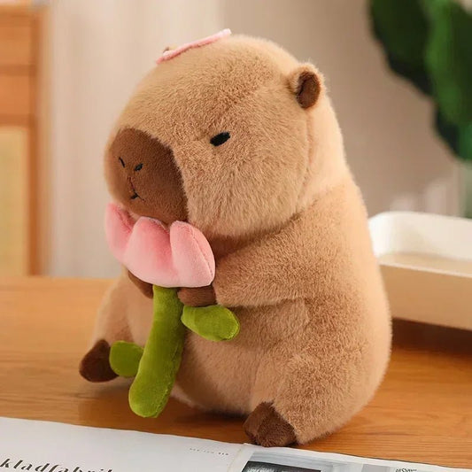 capybara peluche douce capydoux avec fleurs