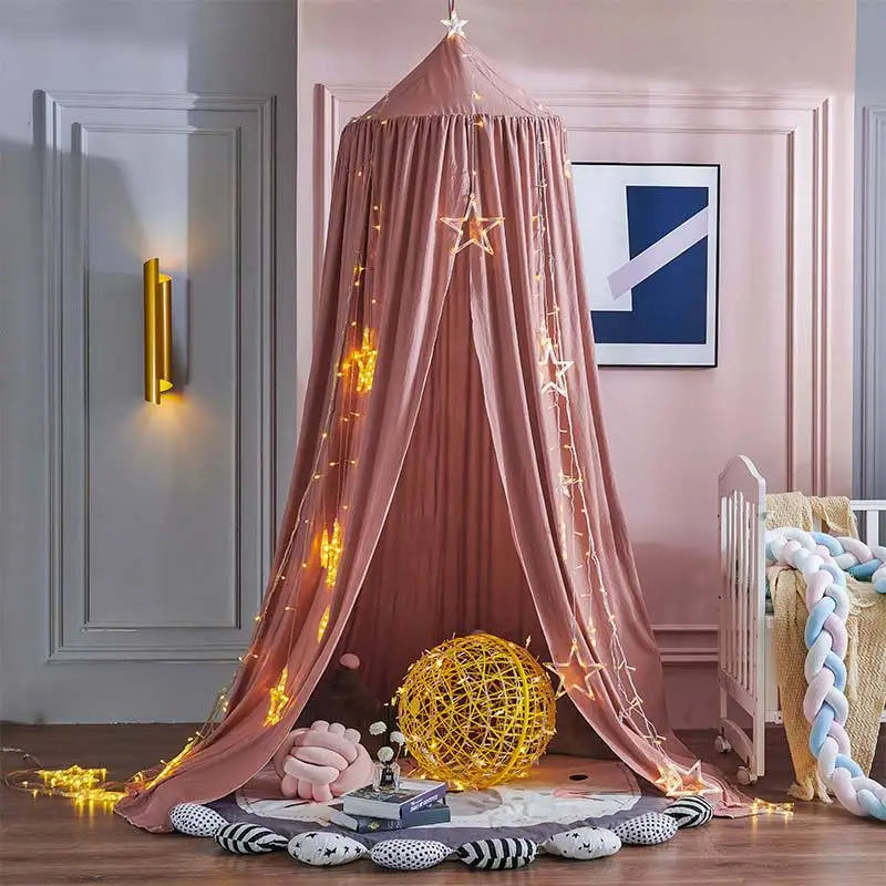 ciel de lit pour fille en dome rose gris chataigne pinkskykids coin de jeu