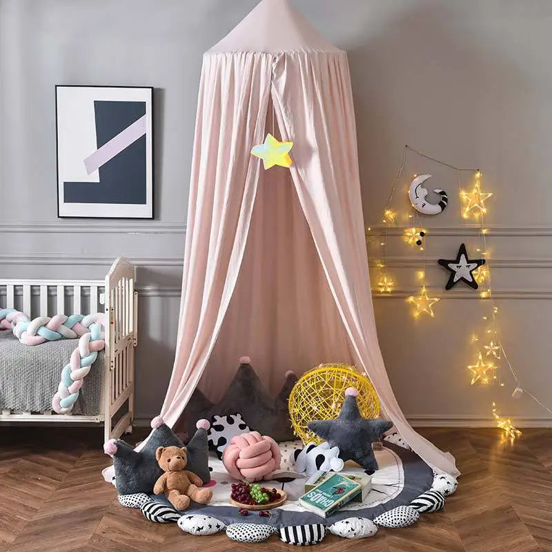 ciel de lit pour fille en dome rose dragee pinkskykids coin de jeu