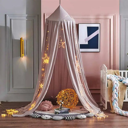 ciel de lit pour fille en dome rose moutarde pinkskykids coin de jeu