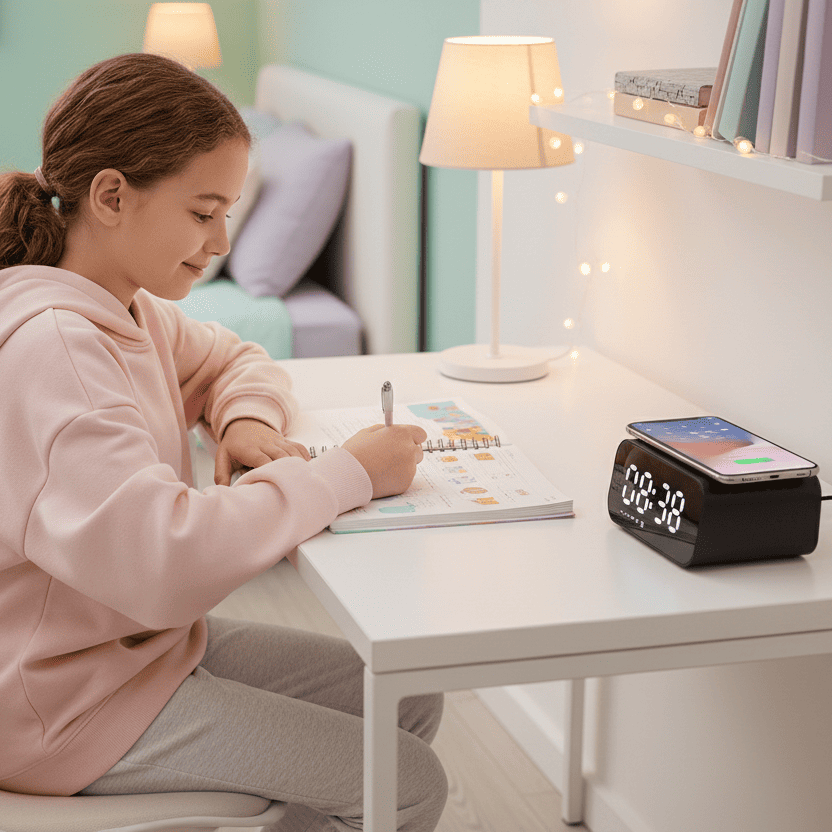 devoirs soir enfant avec radio reveil bluetooth enfant bluetooth mirorclock