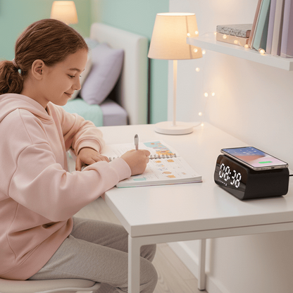 devoirs soir enfant avec radio reveil bluetooth enfant bluetooth mirorclock