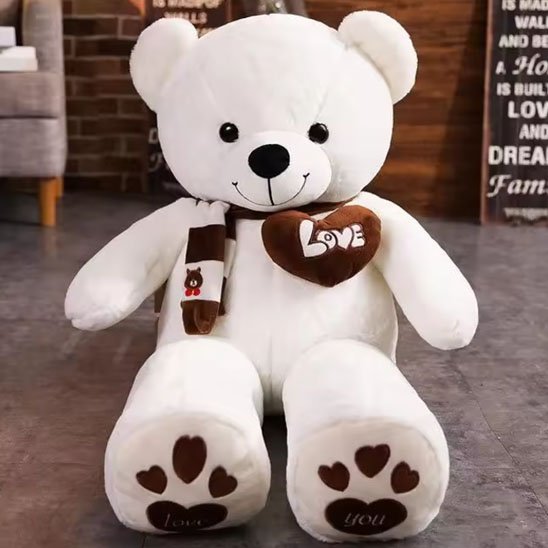 doudou ours en peluche geant 80 cm muebiodoux blanc