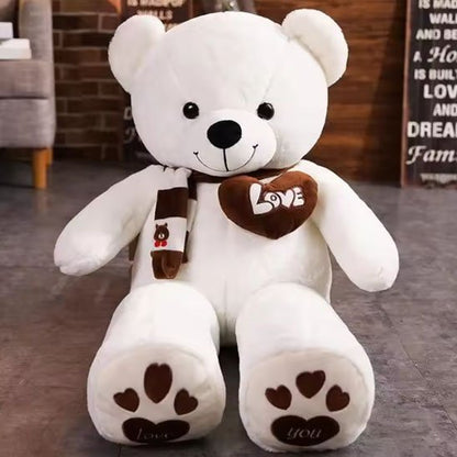 doudou ours en peluche geant 80 cm muebiodoux blanc