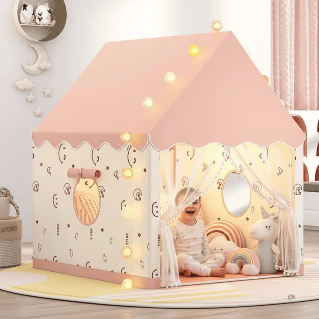 enfant dans la tente rose magiqueaventure
