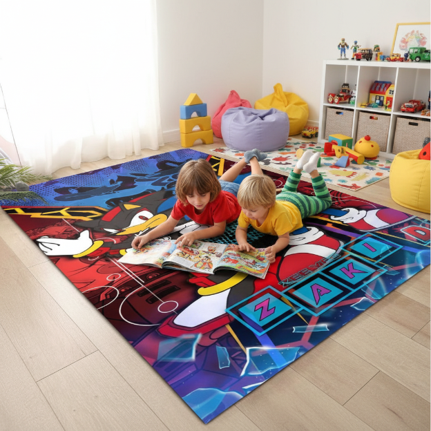 enfants sur tapis enfant floormat - deux enfants lecture