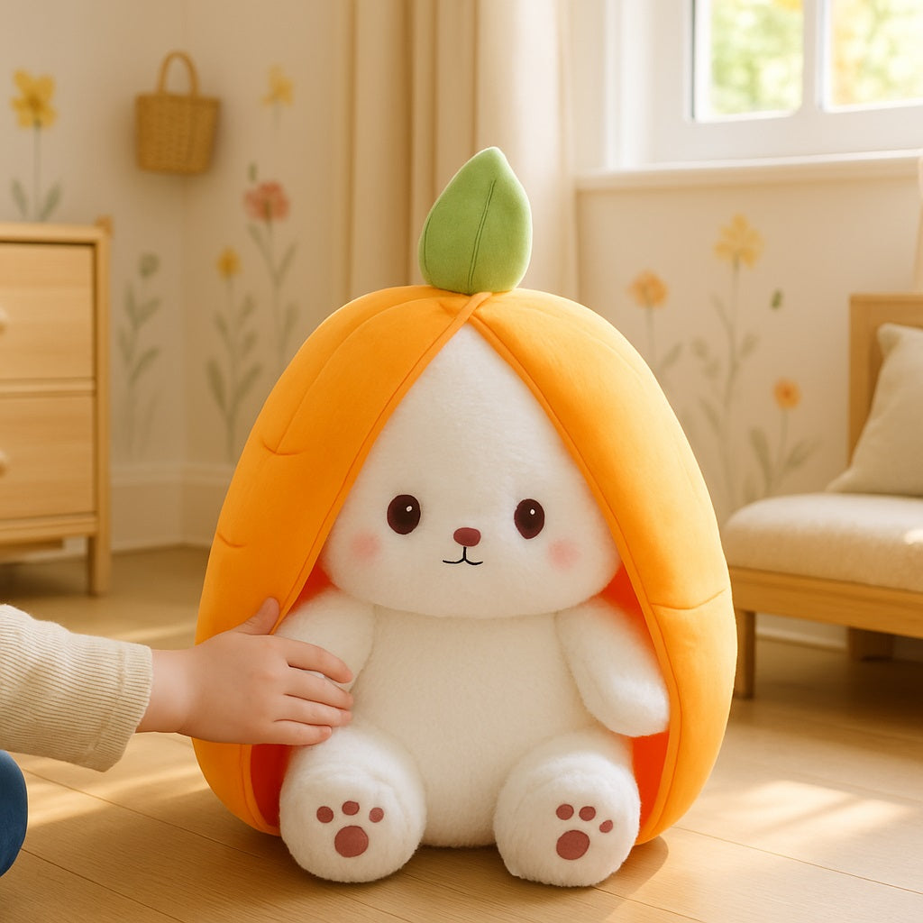 lapin en peluche transformable LapinFruit carotte