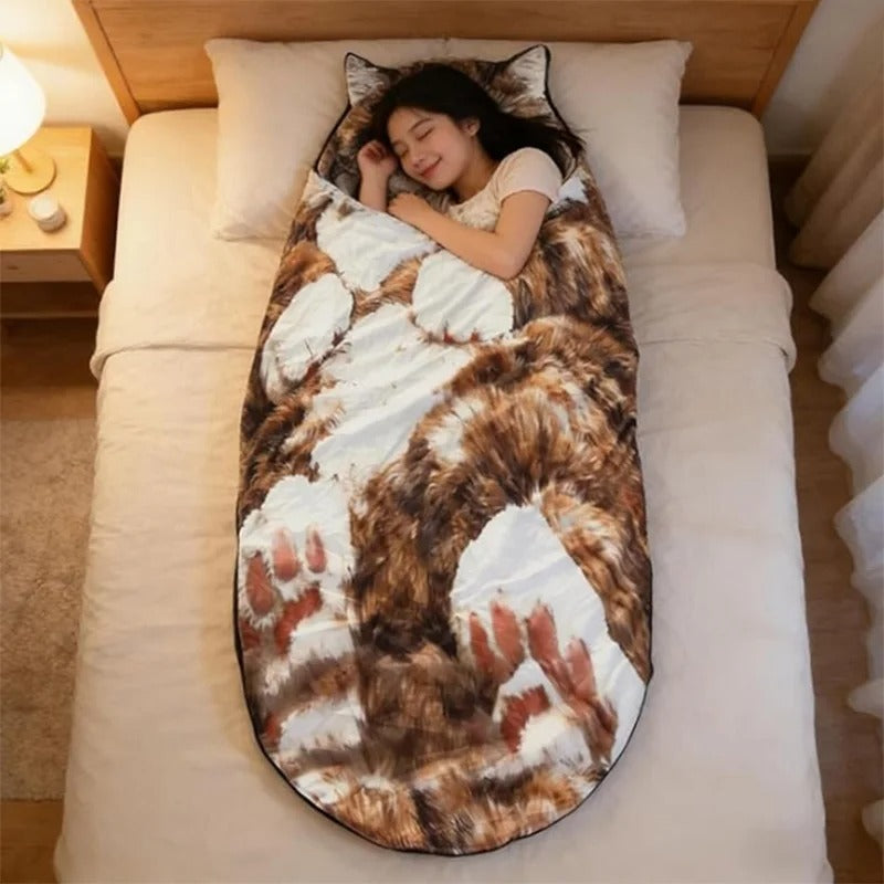 sac de couchage chat peluche enfant – enveloppant & ultra doux | SleepingBag™