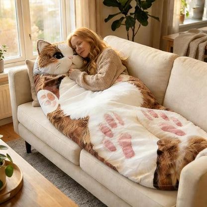 sac de couchage chat peluche enfant – enveloppant & ultra doux | SleepingBag™