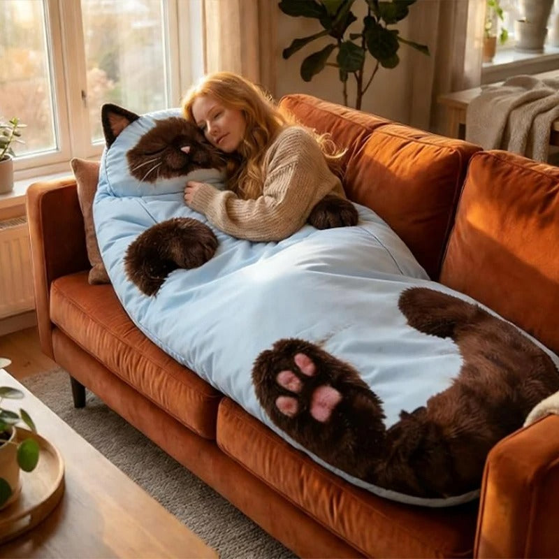 sac de couchage chat peluche enfant – enveloppant & ultra doux | SleepingBag™