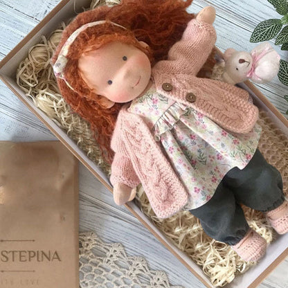 poupee en peluche handmade cheveux roux