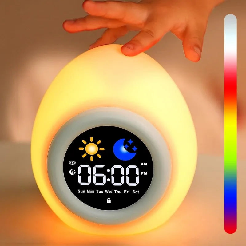 reveil veilleuse enfant sleeptraining oeuf deux alarmes levée et couché