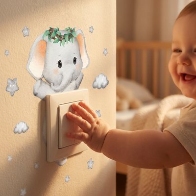 stickers muraux enfant kidsticker elephant et nuages