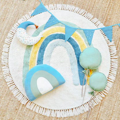 tapis arc en ciel bande bleu