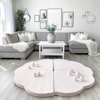 tapis de jeu enfant nuage en velours rose - Mon Univers Enfant
