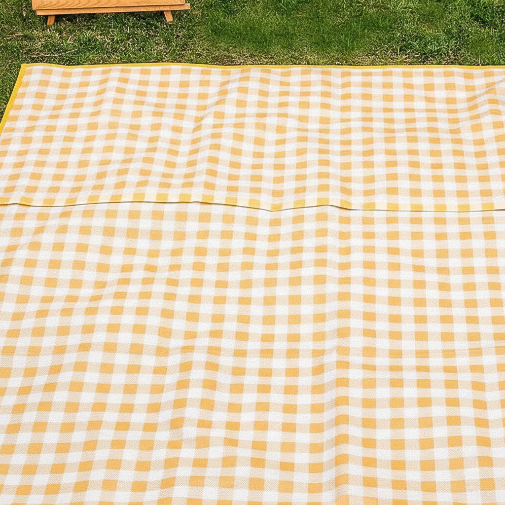 Tapis de pique-nique à carreaux jaunes et blancs