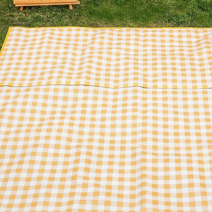 Tapis de pique-nique à carreaux jaunes et blancs
