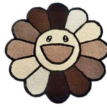 tapis enfant rond visage souriant muekidsmat beige
