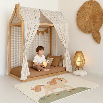 tapis licorne avec ciel de lit cabane MueCare