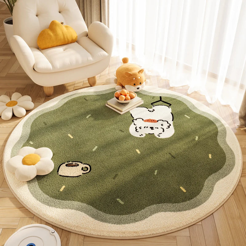 tapis rond vikamacarpet fond vert