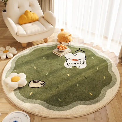 tapis rond vikamacarpet fond vert