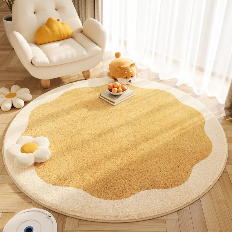 tapis rond vikamacarpet vague jaune